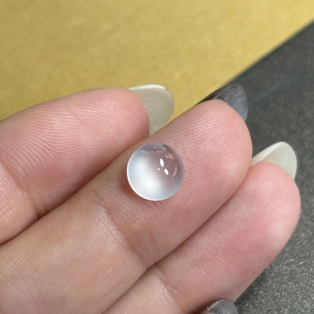 天然缅甸翡翠蛋面 A货蛋面裸石镶戒指提溜顶珠 高冰种双眼皮蛋面