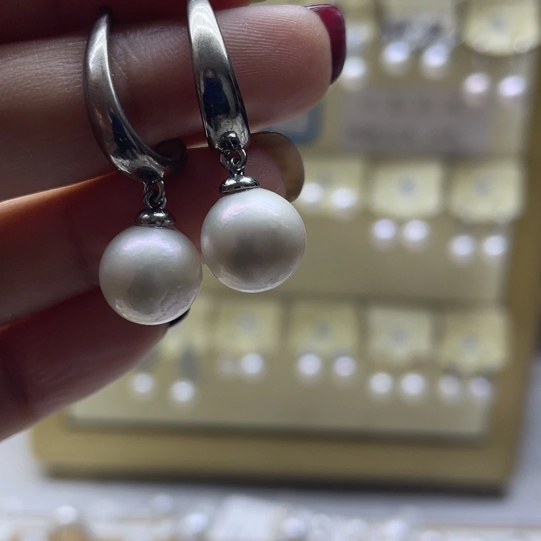 淡水珍珠耳饰银S925镶嵌