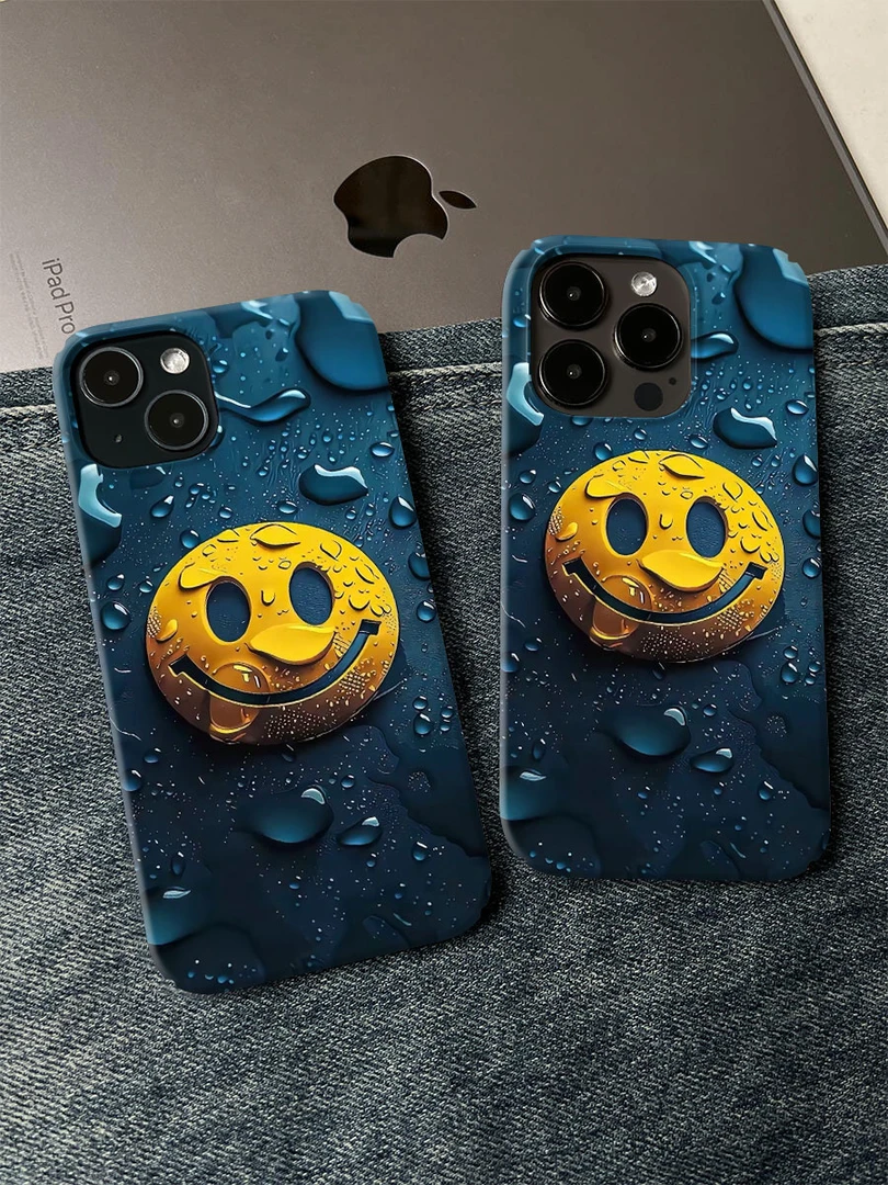 黄色笑脸手机壳适用于苹果16promax小众个性简约ins艺术轻薄15/14