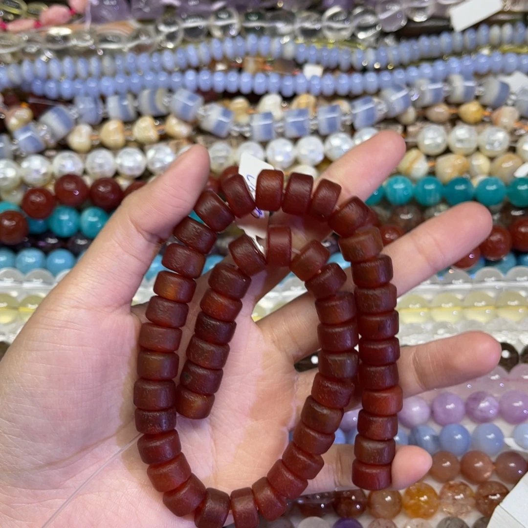 玛瑙/玉髓散珠天然老玛瑙卡12长条38厘米