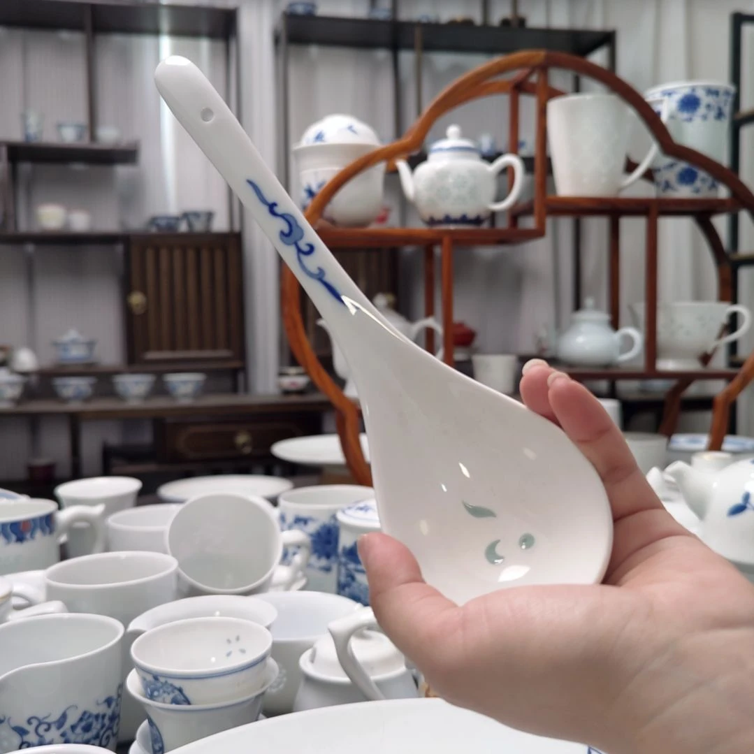 瓷青花通用大汤勺两只装