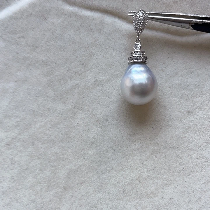 海水珍珠银S925镶嵌吊坠(不含链)