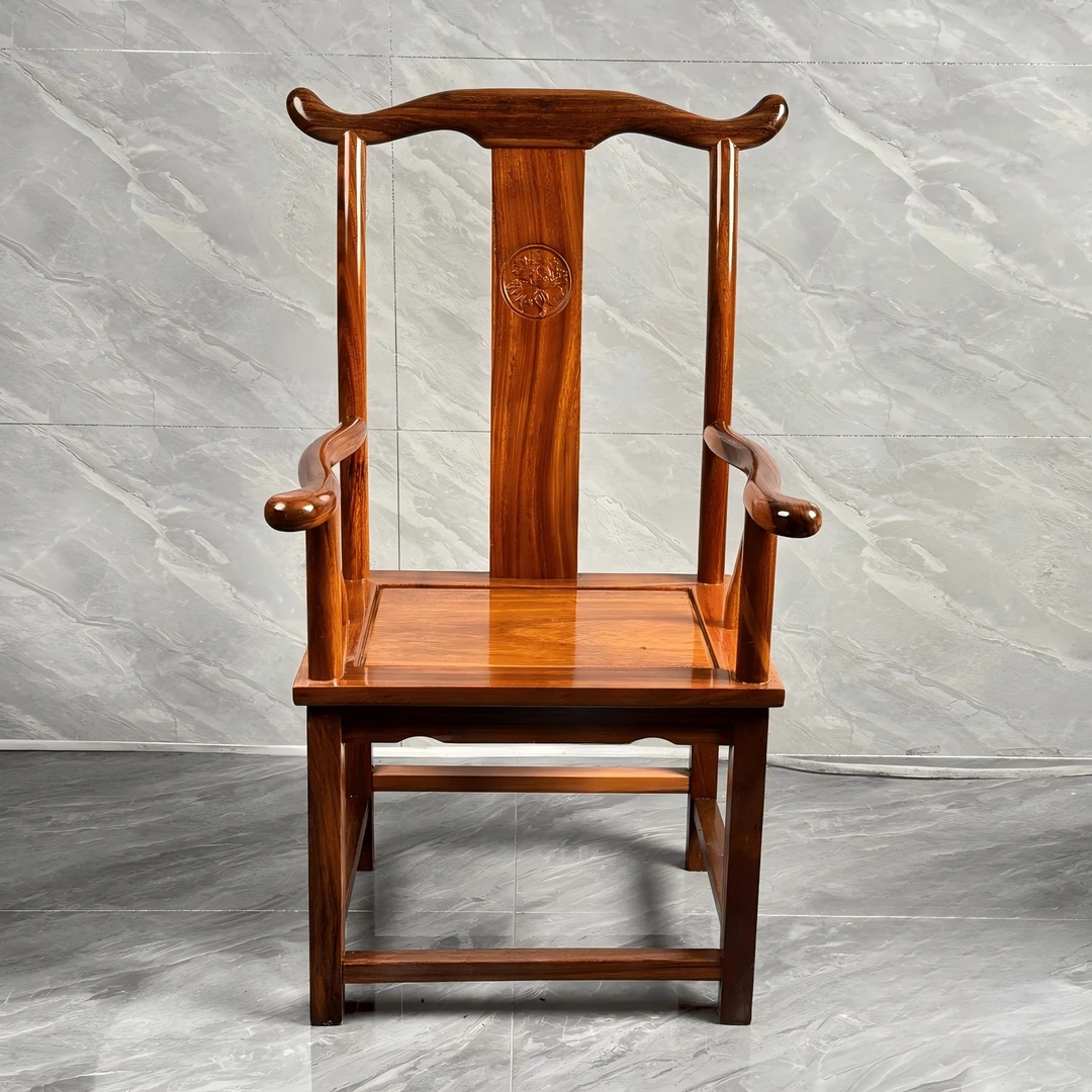 进口纯料绿心檀奥坎官帽椅 实木主人椅茶桌椅办公桌椅