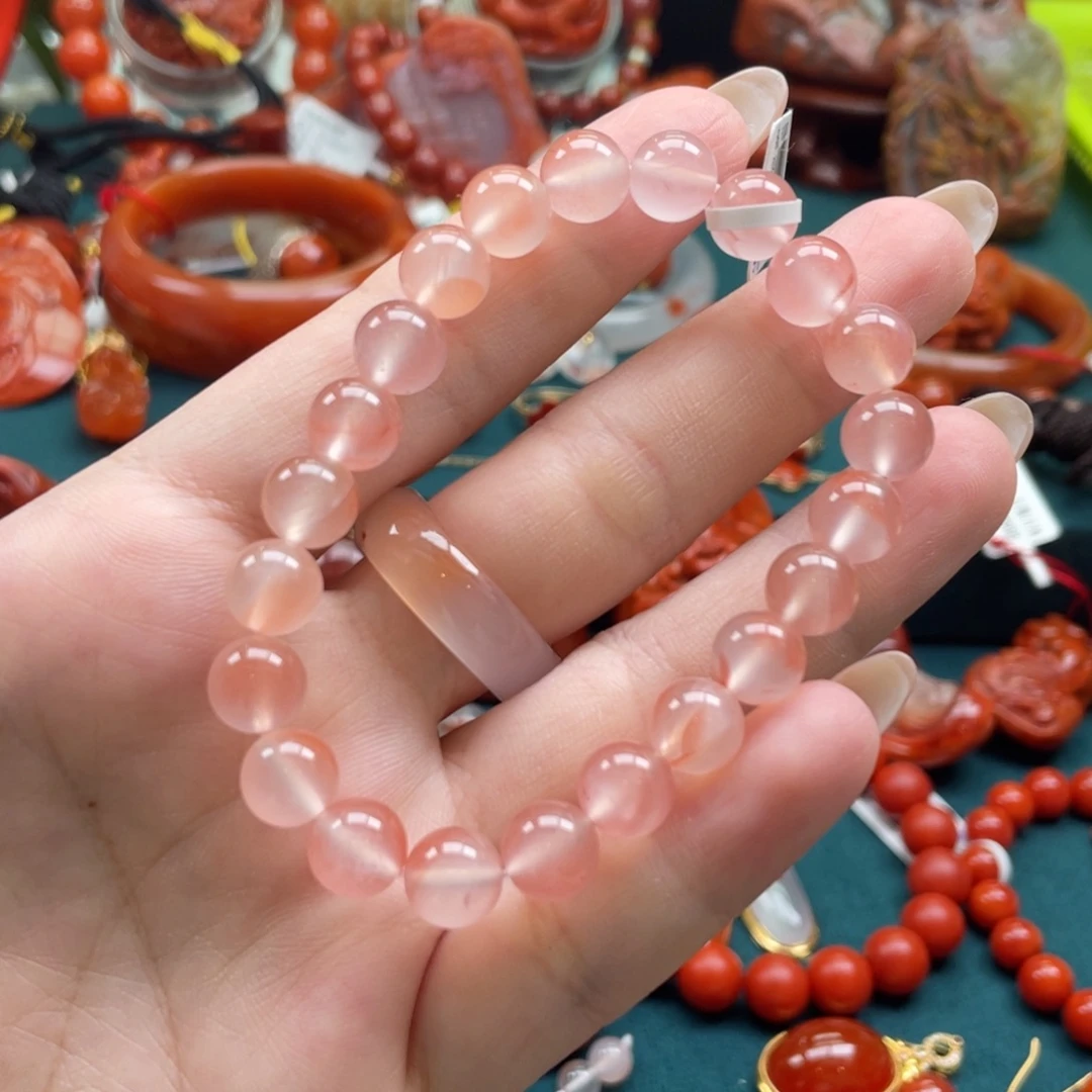 南红玛瑙未镶嵌川料南红冰飘单圈手串8mm