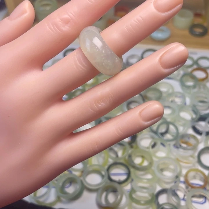 蛇纹石玉合金戒指17.5