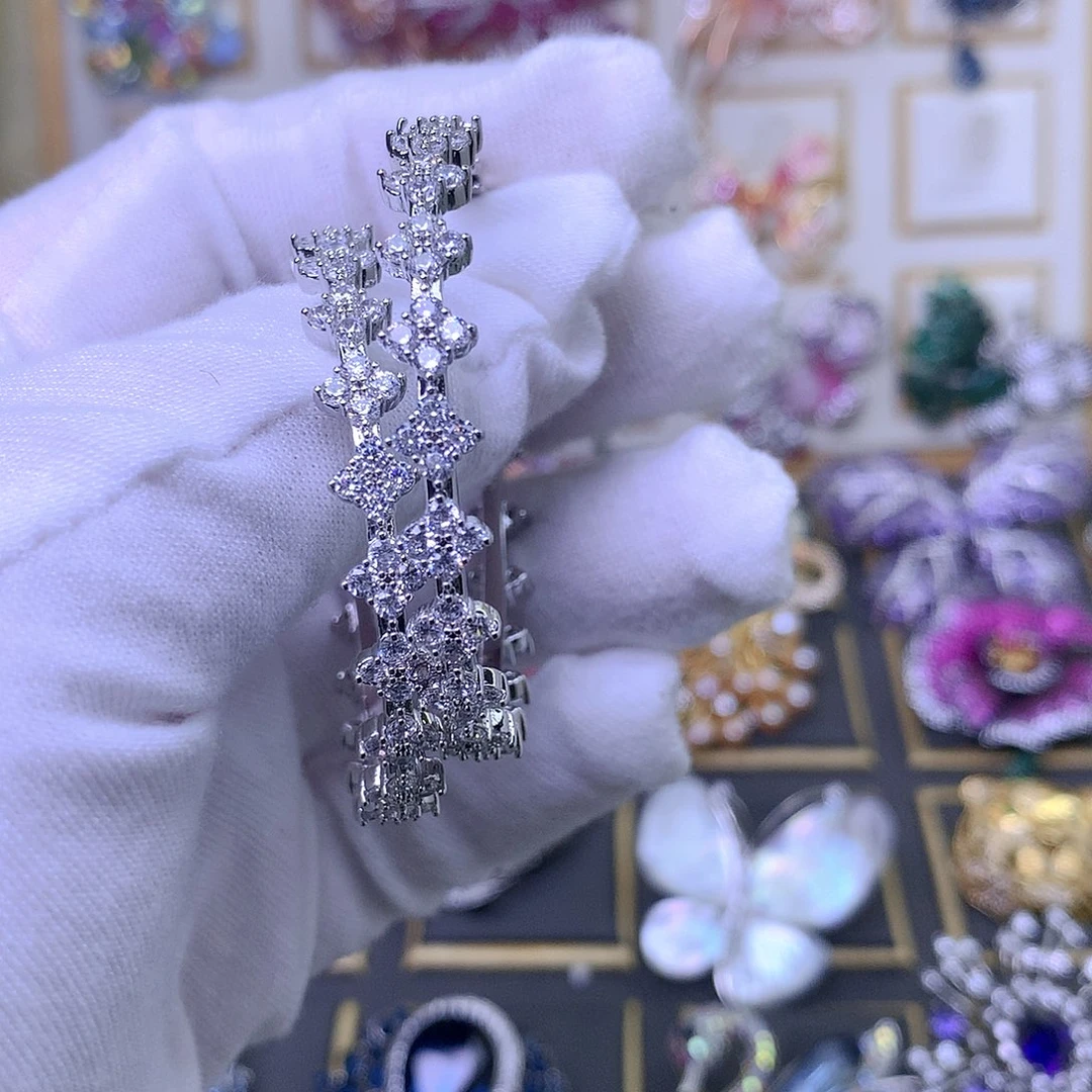 合成立方氧化锆铜耳环女