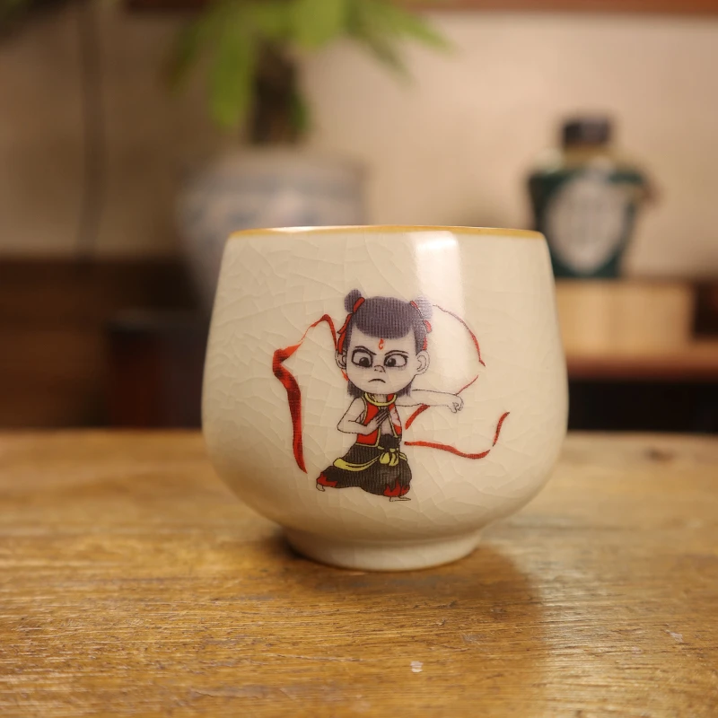 汝窑开片陶瓷主人杯禅意茶杯个人专用功夫茶具单个高档茶杯