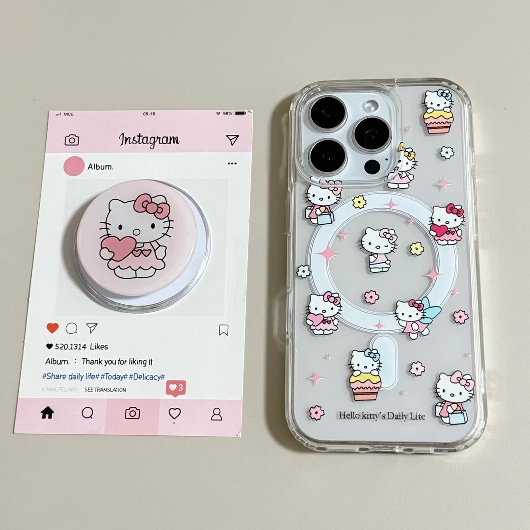 【亚克力磁吸】星星凯蒂支架高透手机壳适用苹果17Promax/16/15防摔