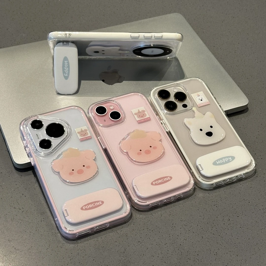 粉猪西高地支架适用苹果17promax手机壳iPhone16/15/14/13透明12