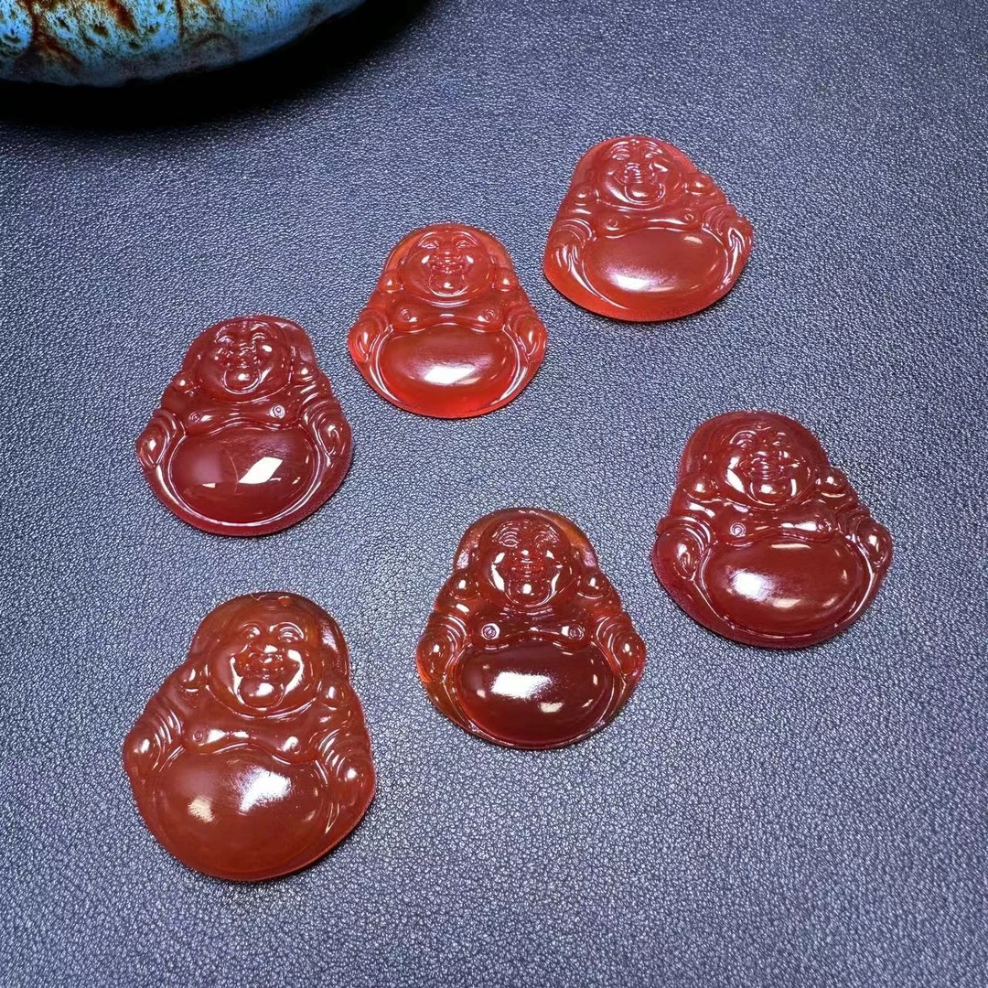 S1063【福嘟嘟】血宝牛黄玉红玛瑙佛公-配绳子-多样性只发一件