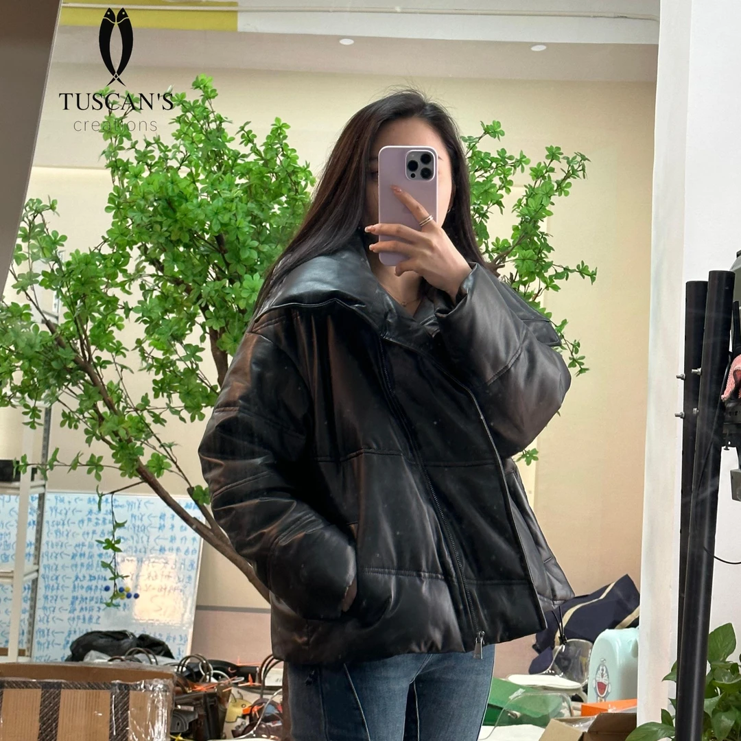 【时代双鱼】厚款短款黑色秋冬设计师百搭外套潮流加厚8623