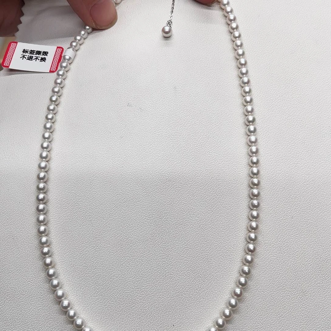 淡水珍珠项链银S925镶嵌4-5mm正圆款