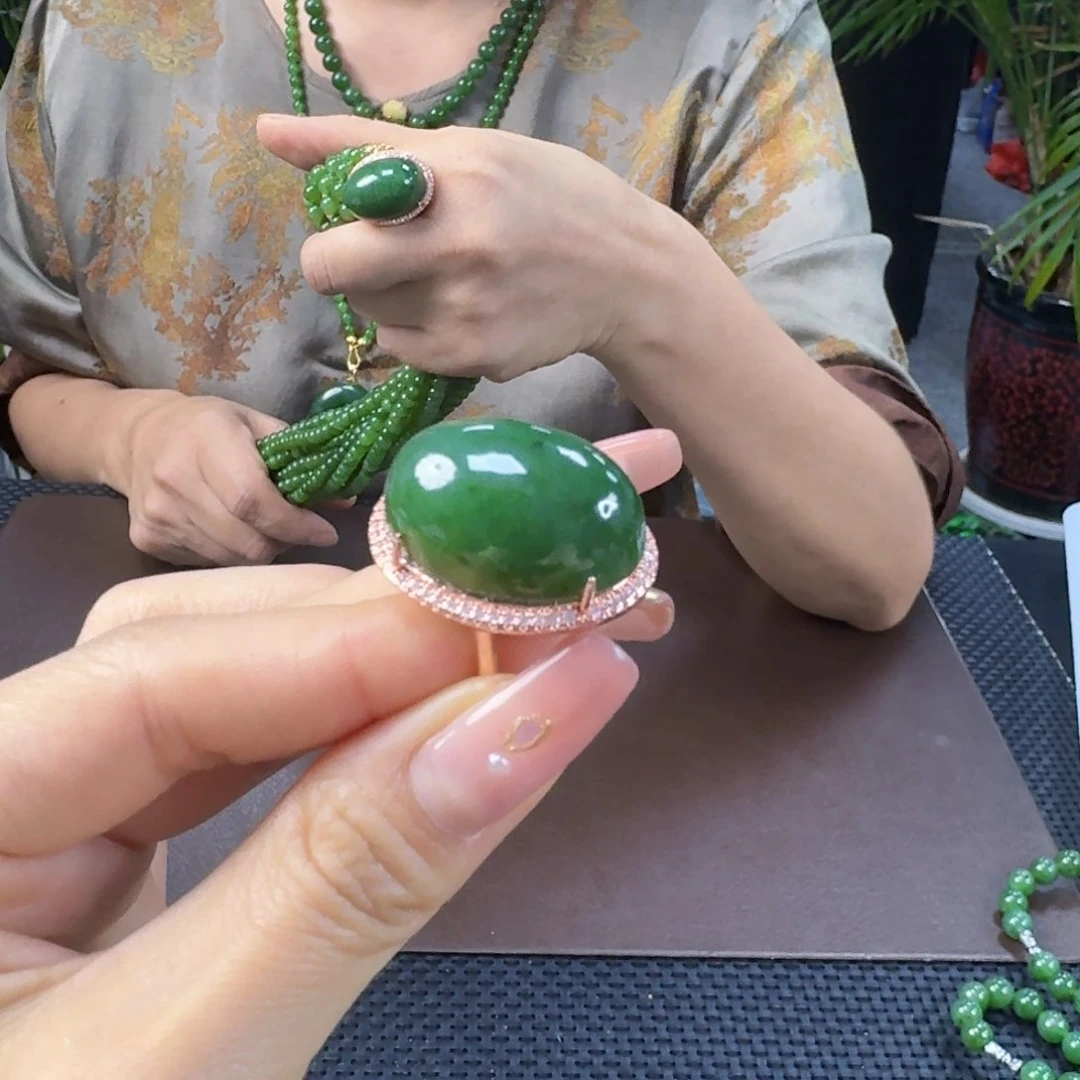 合金戒指和田玉（碧玉）18 25