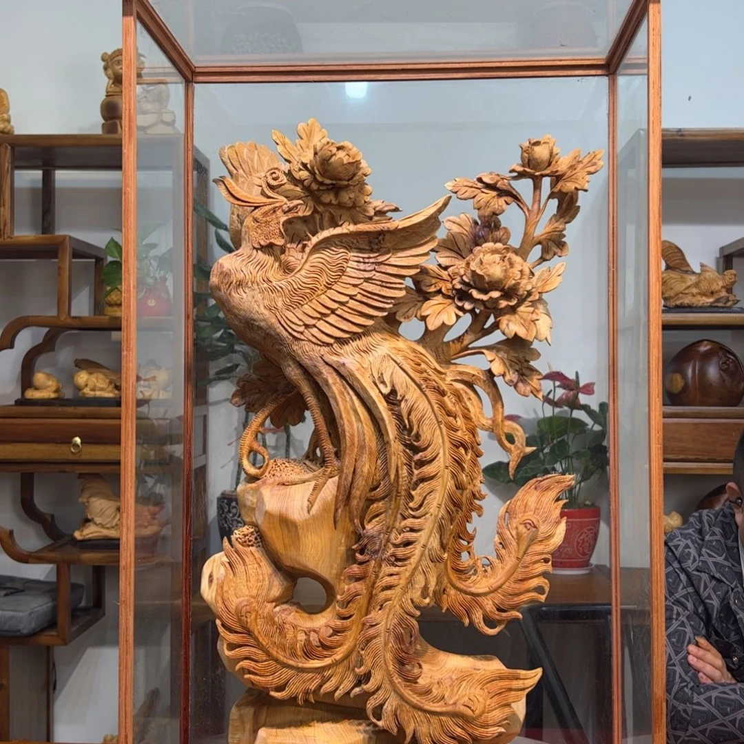 巴***尔香榧木崖柏花开富贵摆件