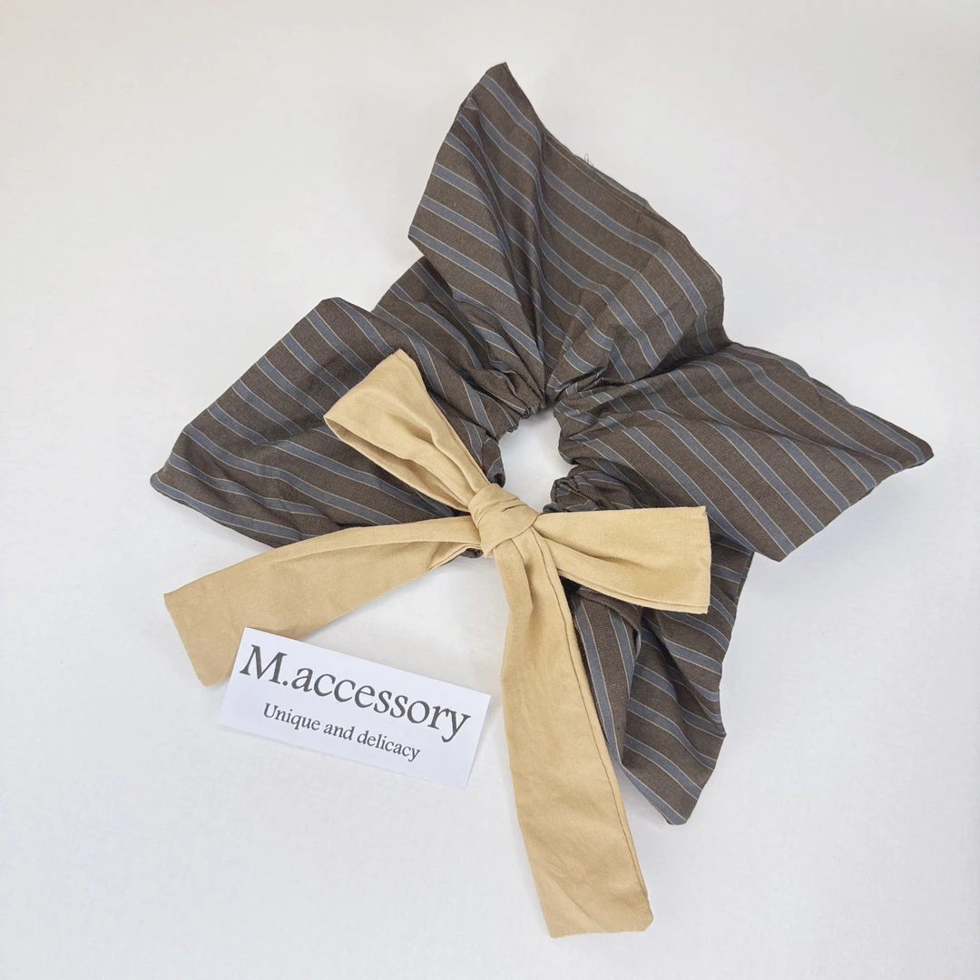 Mi33  蝴蝶结条纹方巾发绳发圈 Q43063Q77