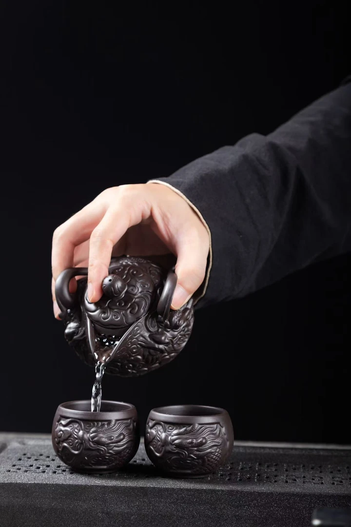 紫陶泡茶专用单个手抓壶复古手工功夫茶具茶杯D1