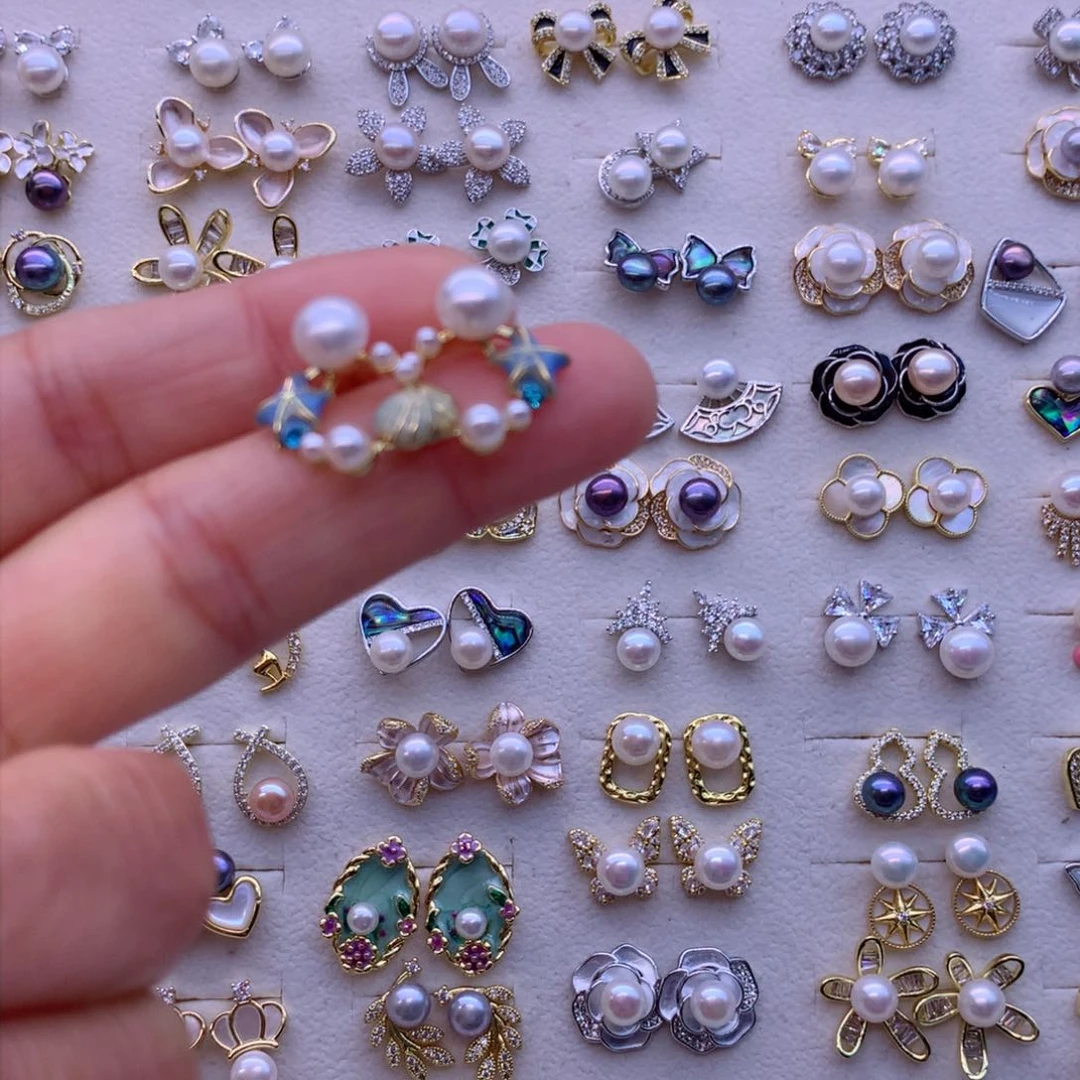 淡水珍珠耳饰合金