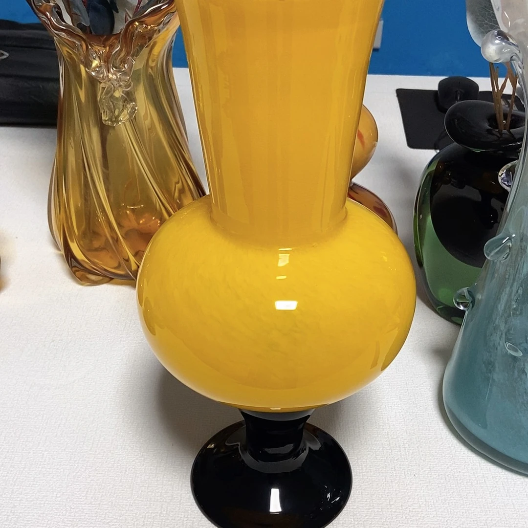 隔***店黄色琉璃摆件花瓶