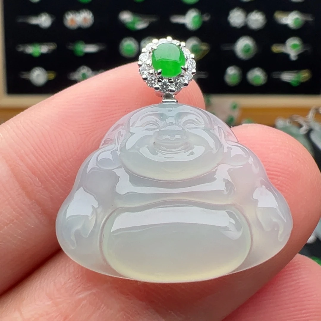 翡翠18K金镶嵌颈饰佛17.8