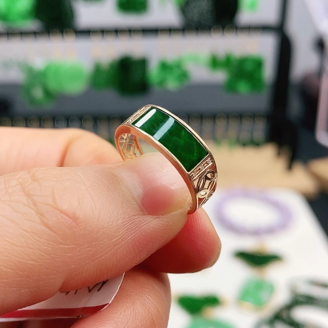 翡翠耳饰18K金镶嵌挂件