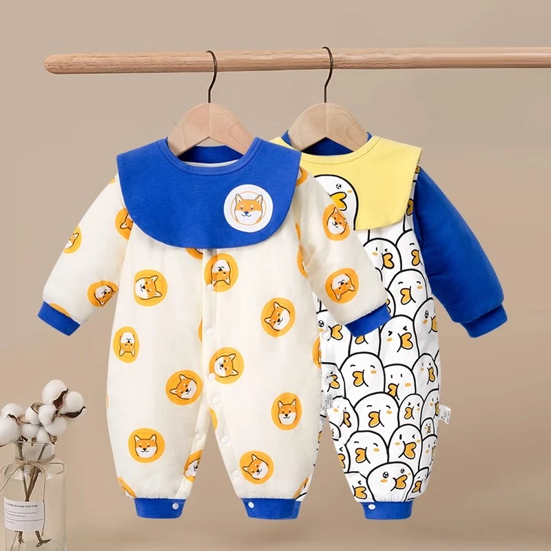 【加厚棉服】婴儿连体衣保暖加厚秋冬反季新生儿宝宝连体衣夹棉哈衣