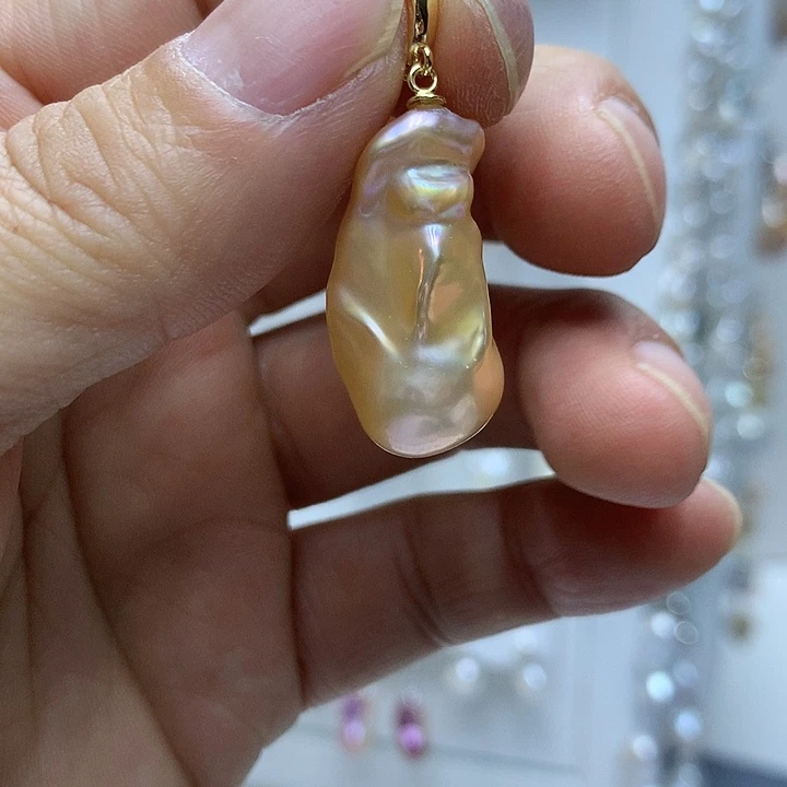 银S925镶嵌淡水珍珠巴洛克