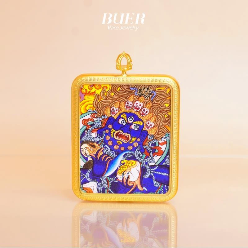 【不二】大师手绘唐卡 • 大黑天吊坠 5*4cm