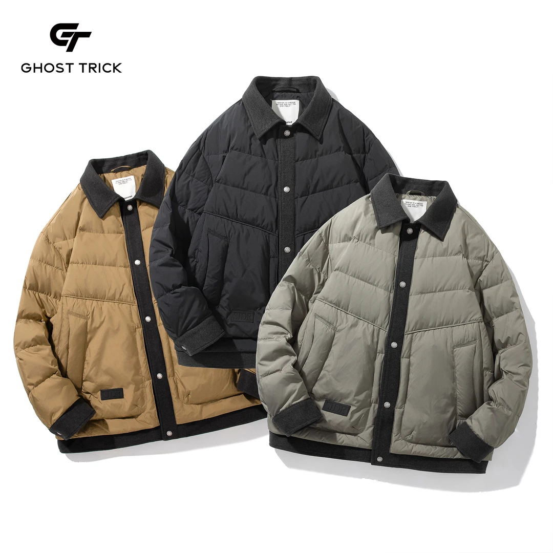 冬季男士运动休闲时尚牛仔拼接假两件时尚翻领羽绒服DC8870