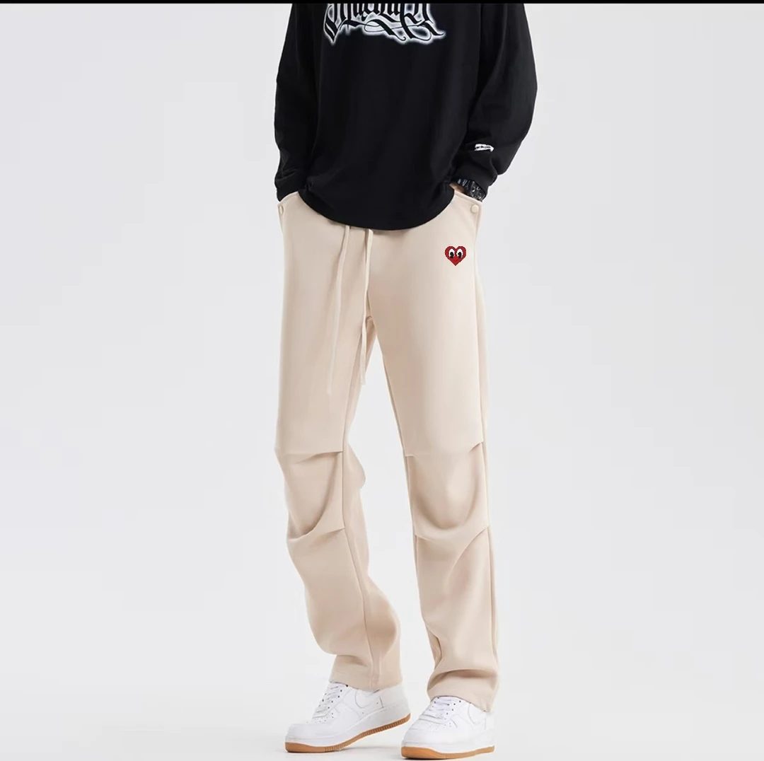 桃心运动裤阔腿新款卫裤男女同款显腿长腿瘦