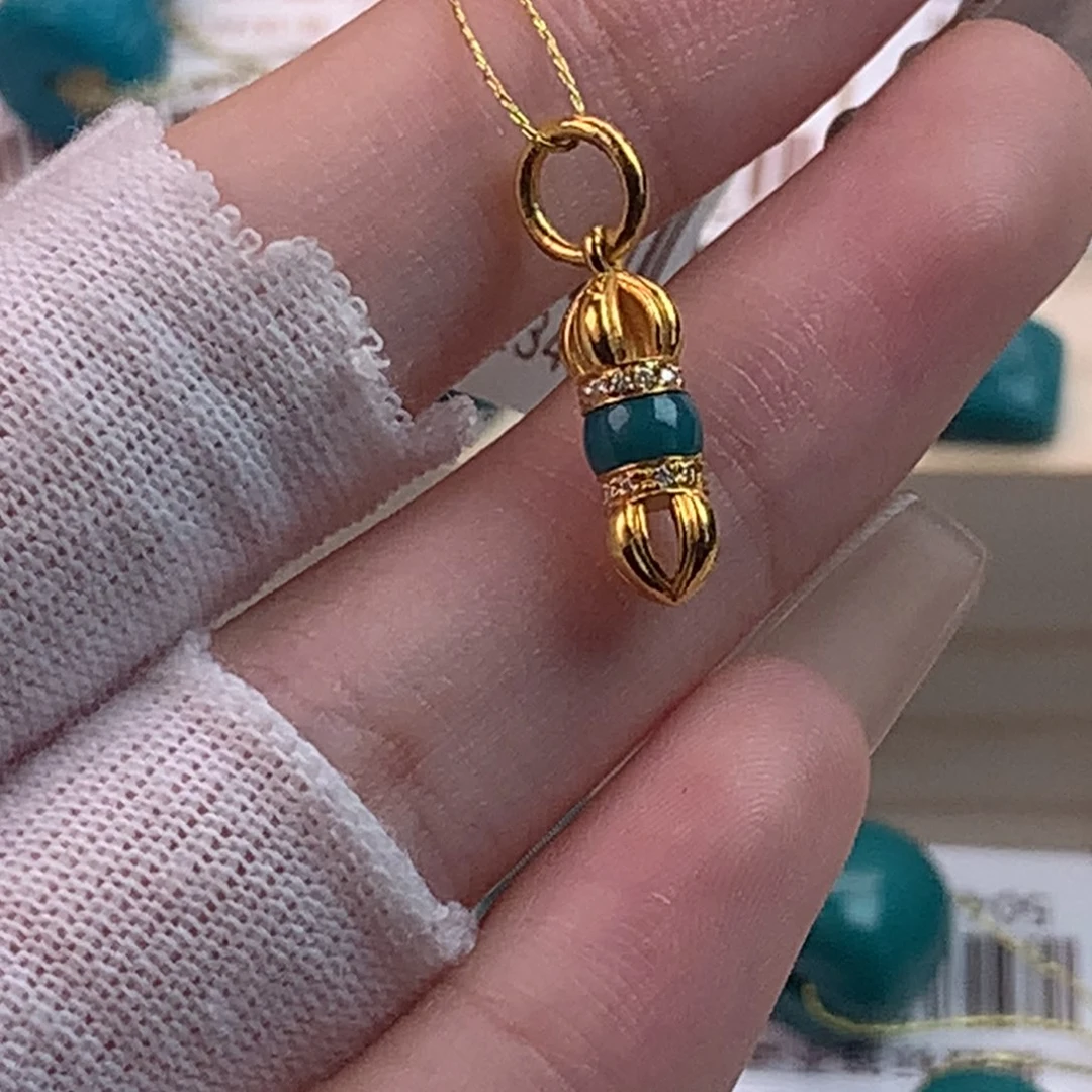 绿松石18K金镶嵌配饰蕊15*5