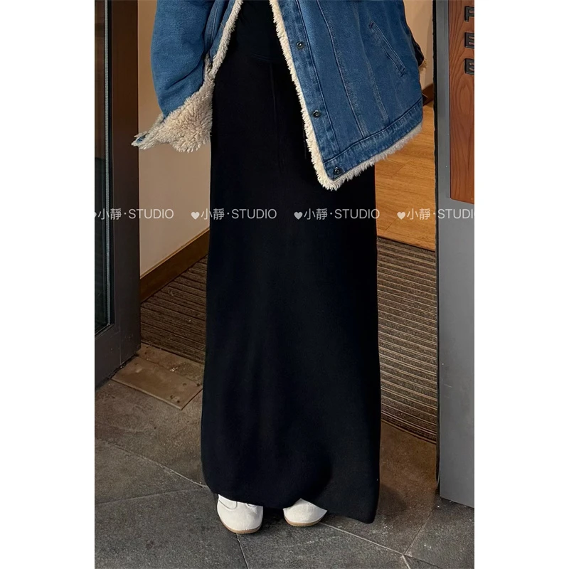 【XJ·STUDIO】冬季高腰显瘦针织半身裙