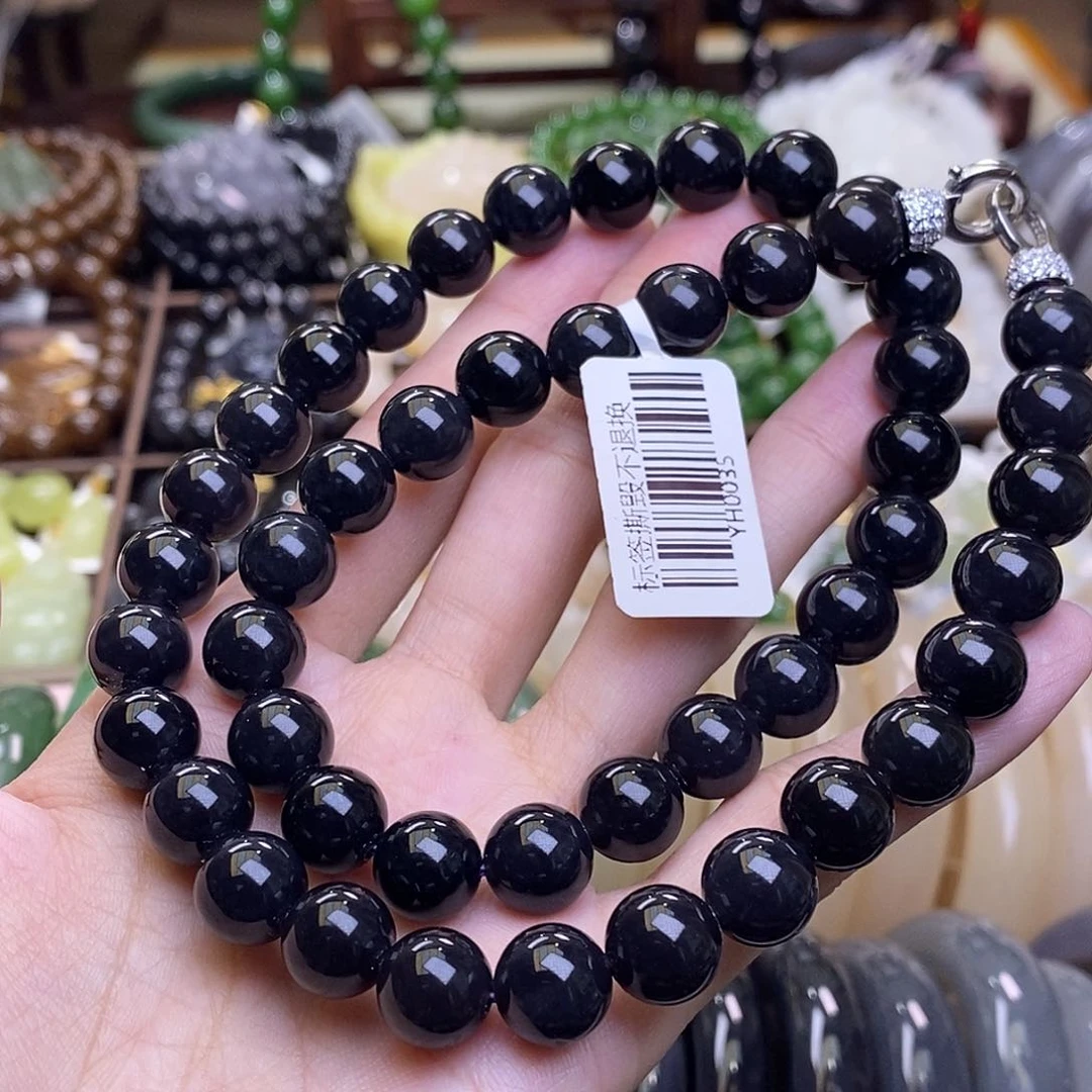 和田玉未镶嵌颈饰烟紫金镶帝王紫妈妈链10MM