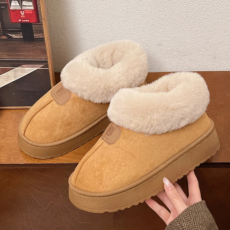 居家棉拖鞋低帮毛毛鞋百搭加绒加厚秋冬季包跟女款包男士棉拖鞋