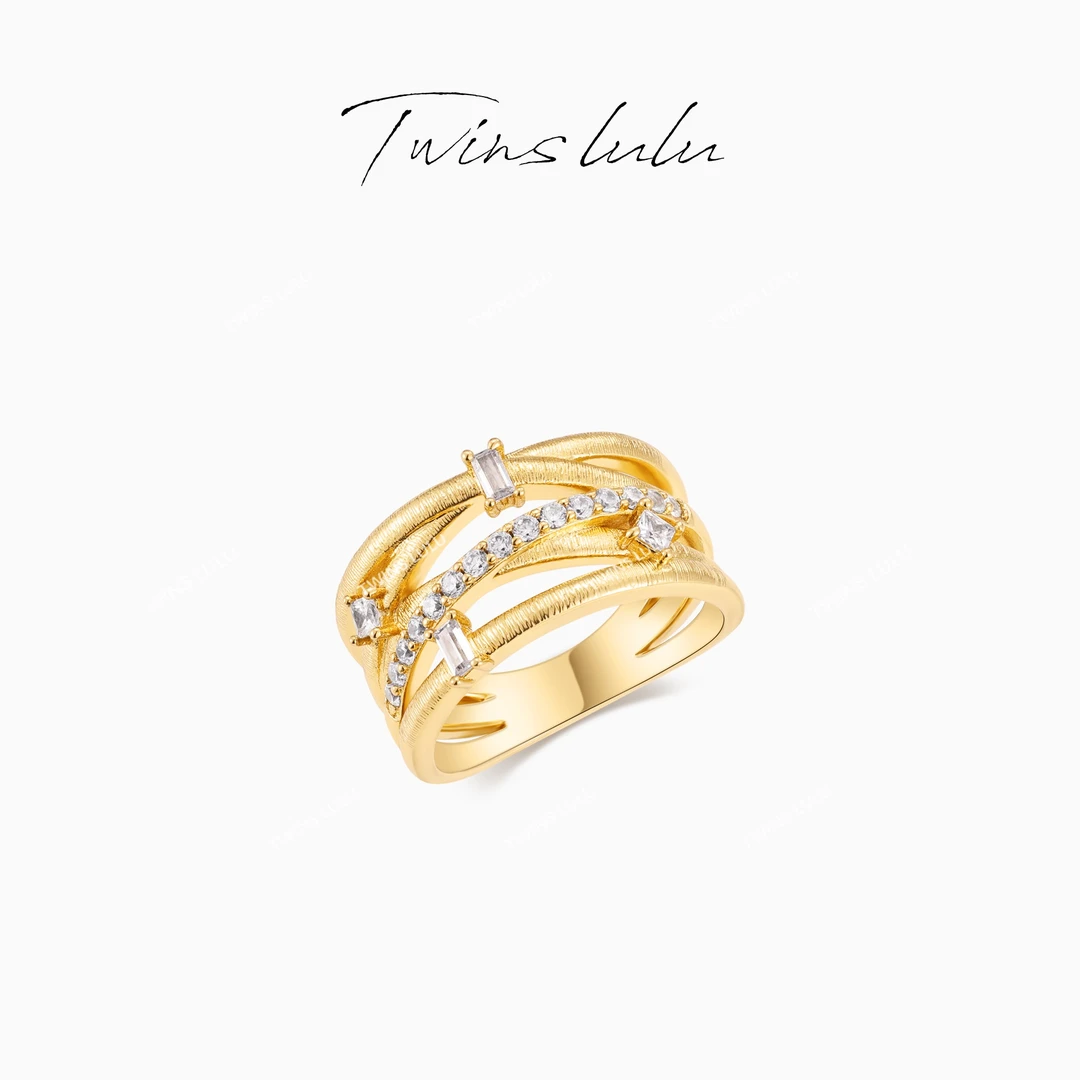 TWINS LULU 镀K金 首饰女款2025新款小众交叉流星戒指TSS7869