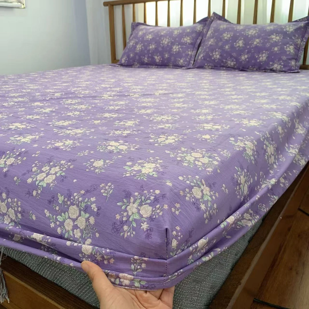 【紫碎花】小辣椒加厚磨毛木棉1.8X2床笠床垫保护套床品四季可用