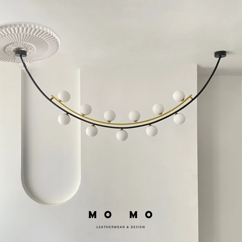 法式餐厅吊灯中古风简约设计师吧台灯超长条轻奢餐桌岛台吧台灯具