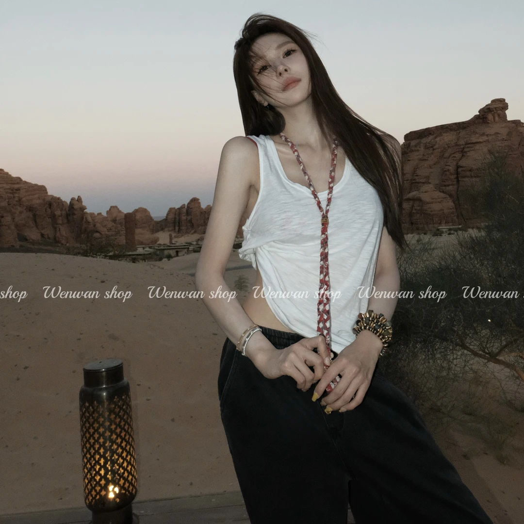 【沙漠之夏】2色！巨好穿背心度假叠穿宽松百搭背心