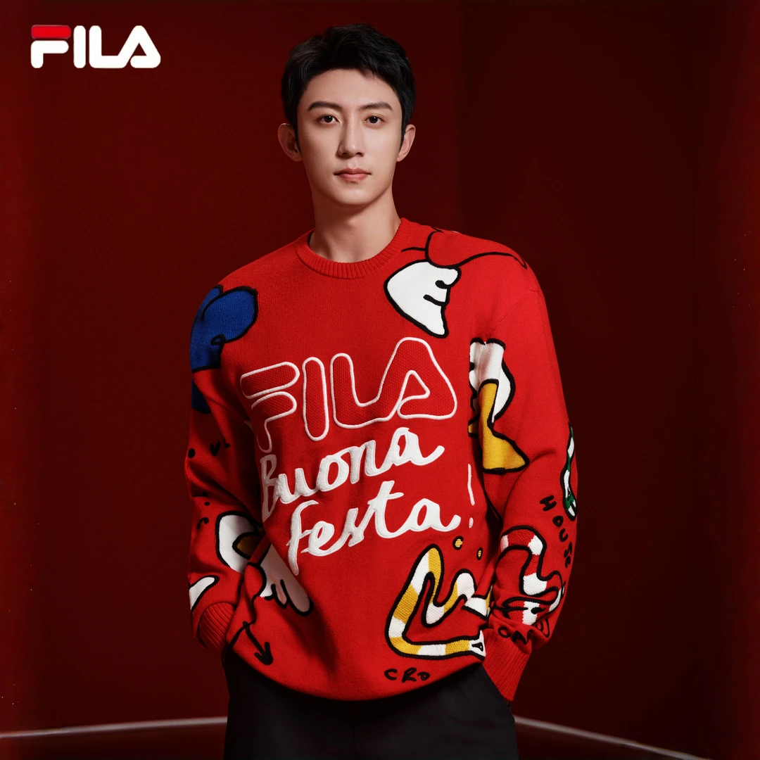 Fila/斐乐新年限定情侣款冬季休闲百搭圆领套头针织衫休闲百搭