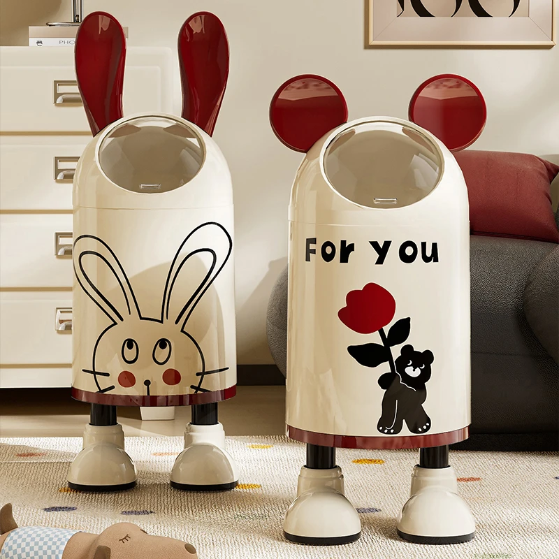 橱明星可爱垃圾桶家用客厅站脚收纳桶创意摆件饰品大容量高颜值