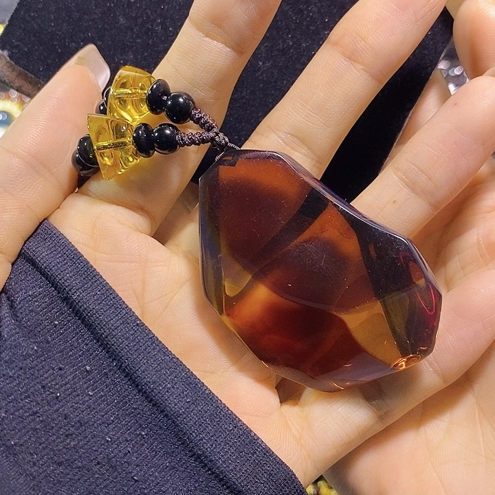 蓝珀未镶嵌珠宝奇石墨西哥红蓝吊坠