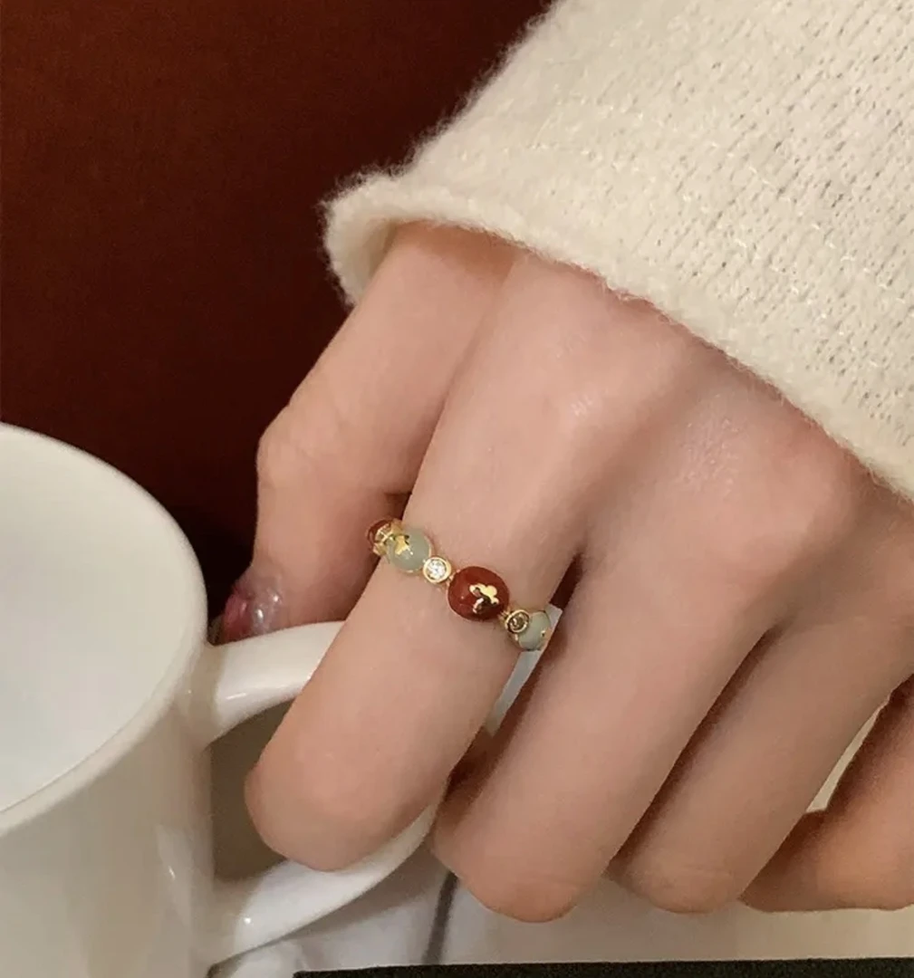 铜合金珐琅戒指 轻奢风日韩指环滴釉ins时尚轻奢设计感