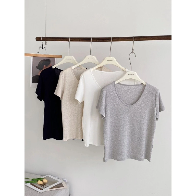 纯欲慵懒风宽松遮肉显白T恤女装夏季时尚休闲款潮流百搭上衣小众