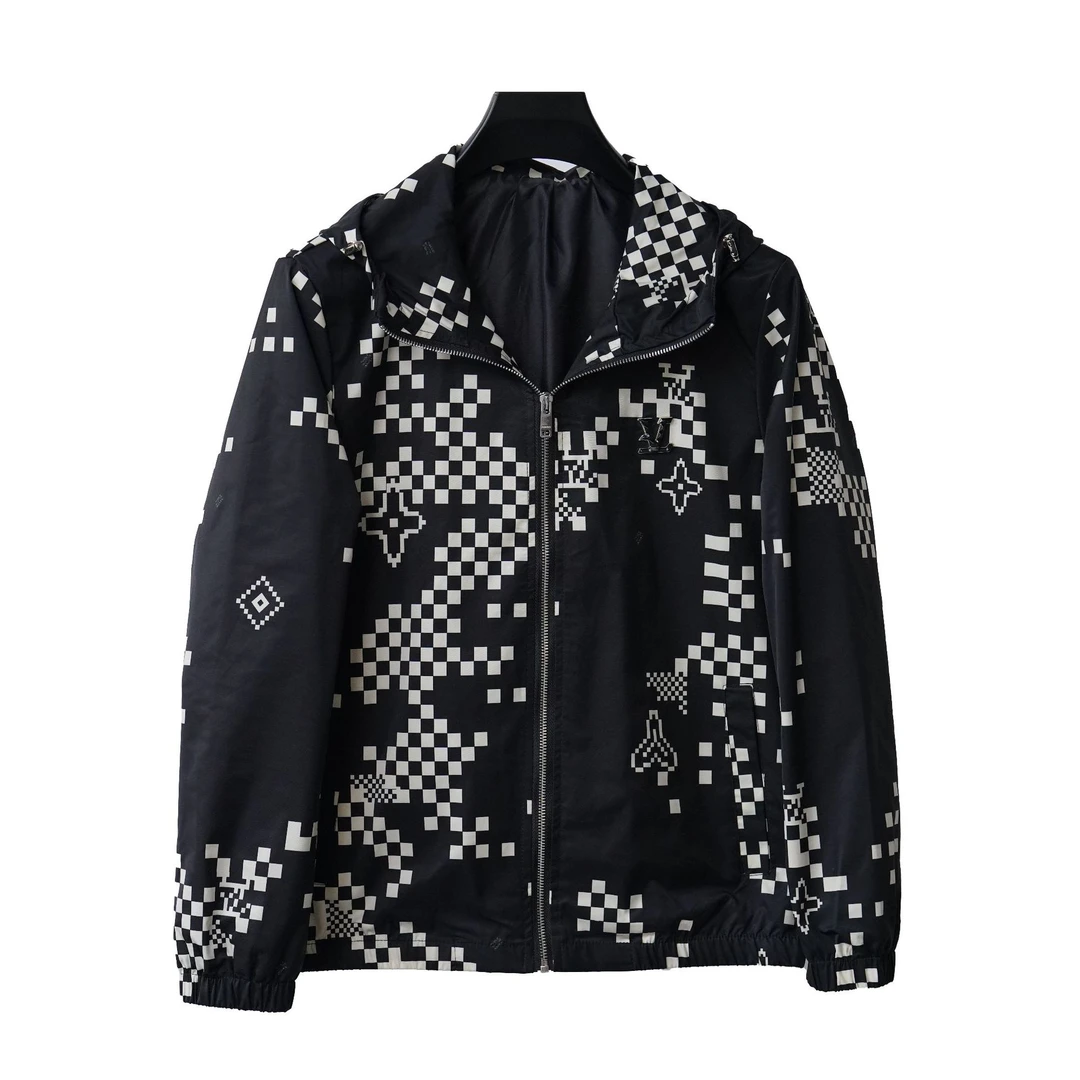 赫柏纪逸秋季新款时尚潮流男士夹克春秋时尚休闲潮牌印花连帽外套