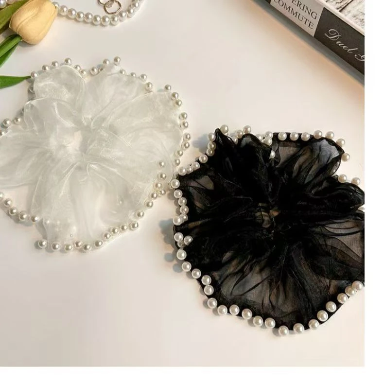 网纱珍珠大肠发圈女头绳扎橡皮筋丸子高弹盘赫本风发圈器新款网红