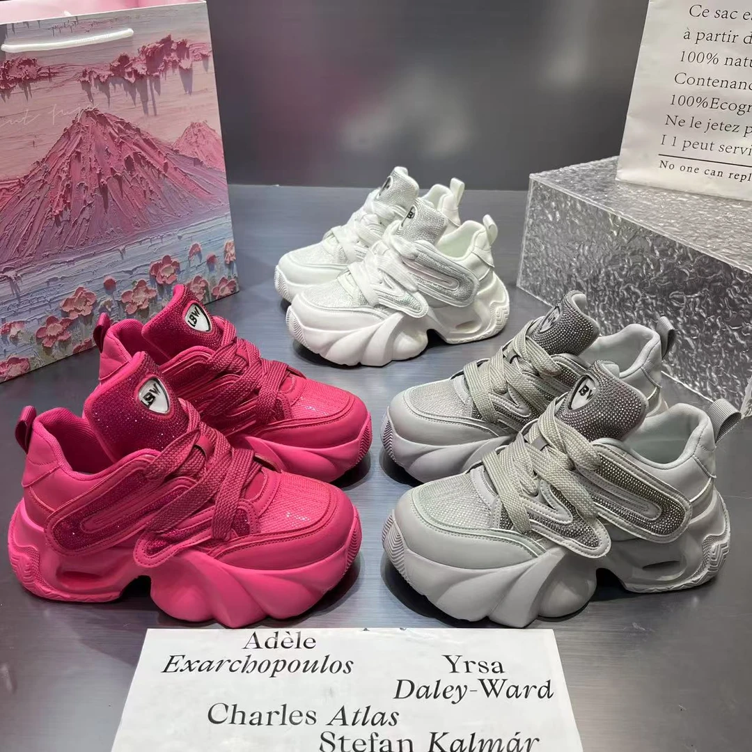 【叶】网面透气老爹鞋女2025新款厚底增高休闲运动鞋百搭时尚女鞋潮