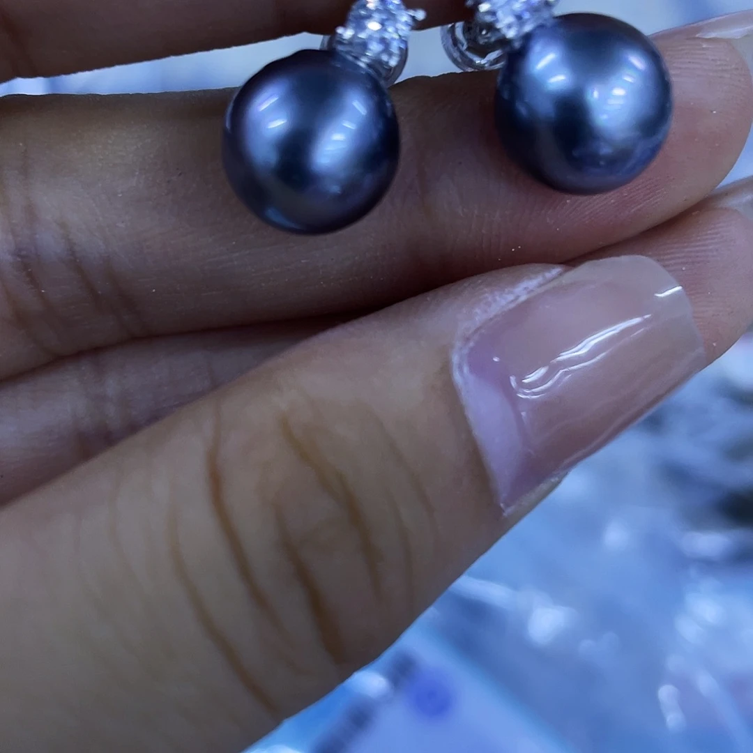 银S925镶嵌耳饰海水珍珠