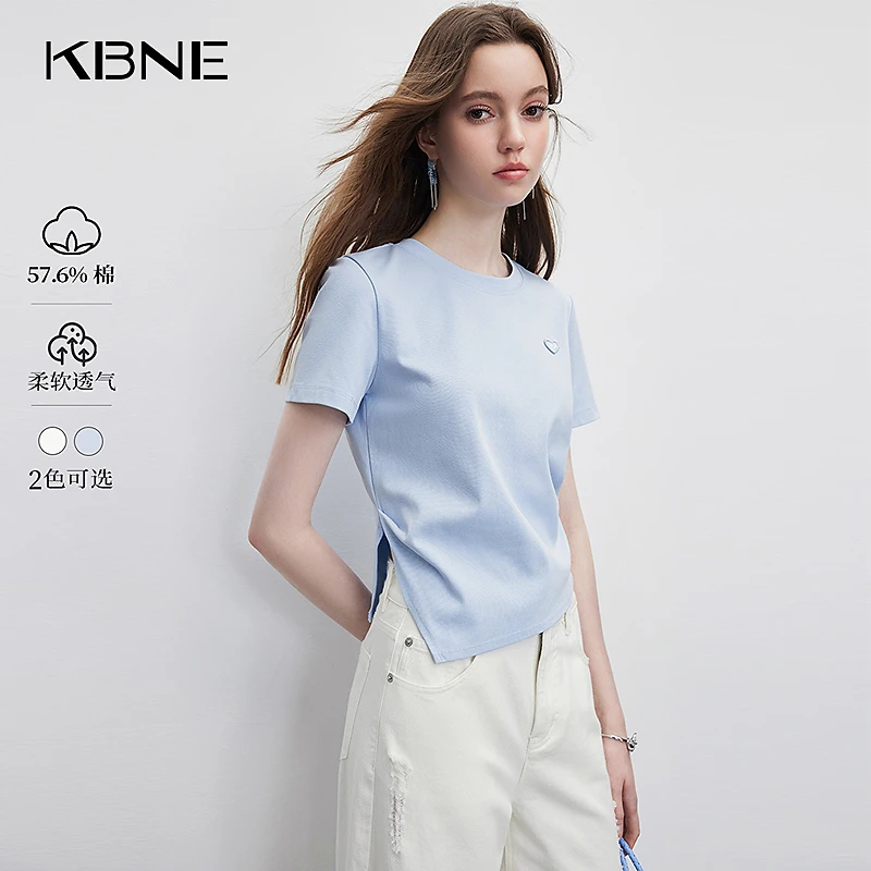 KBNE短袖t恤女内搭打底衫白色上衣2025夏季新款设计感爆款小衫