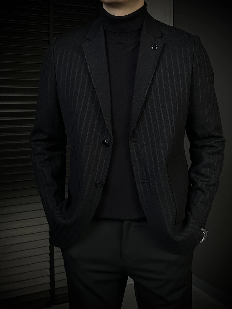 KING&GUCH秋季2025新款男士针织西服时尚潮流休闲百搭外套25855-9