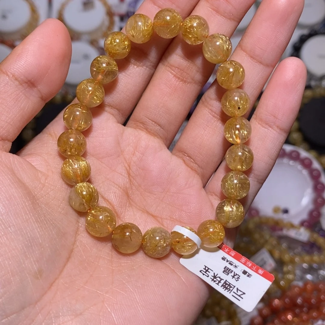 【闪购商品】发晶手串未镶嵌喵***?钛晶8.8mm