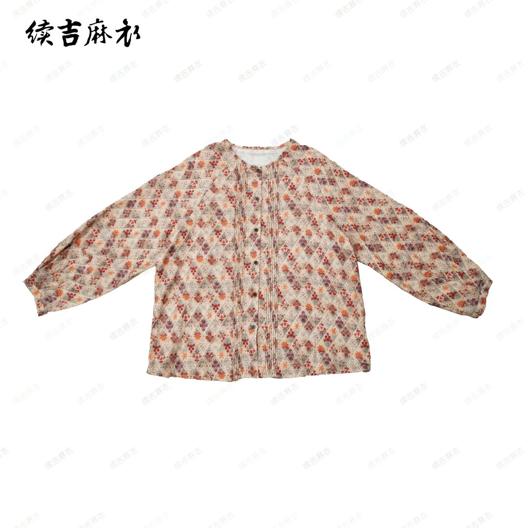 春-原创设计25-66【漫漫风光】100棉长袖印花圆领休闲优雅衬衫